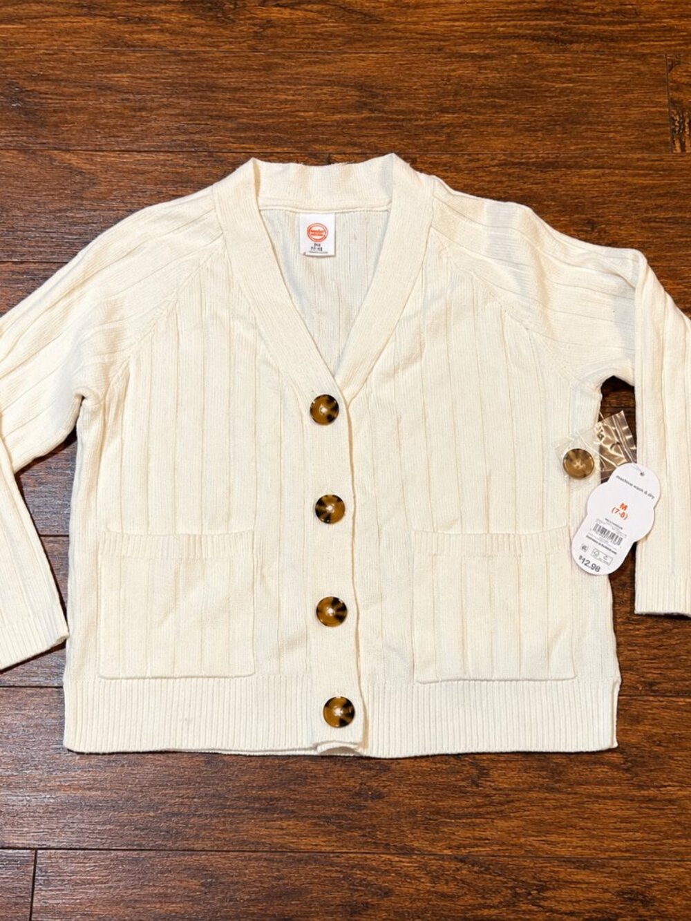 Wonder Nation Girls Ivory Cable Knit Button Front Cardigan Sweater Size 7–8 NWT